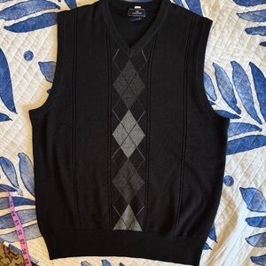 Dockers Medium Black Argyle V-Neck Sweater Vest